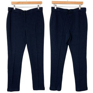 Akris Punto Mara Pants Trousers Size 10 30 Medium Black Navy Houndstooth Check